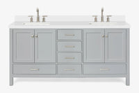 Ariel cambridge 72-73in. bathroom vanity double rectangle sink vanity with (0.75, 1.5, 2)in countertop