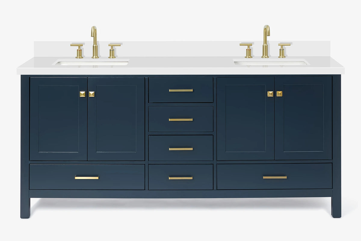 Ariel cambridge 72-73in. bathroom vanity double rectangle sink vanity with (0.75, 1.5, 2)in countertop
