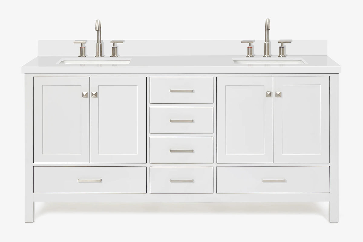 Ariel cambridge 72-73in. bathroom vanity double rectangle sink vanity with (0.75, 1.5, 2)in countertop