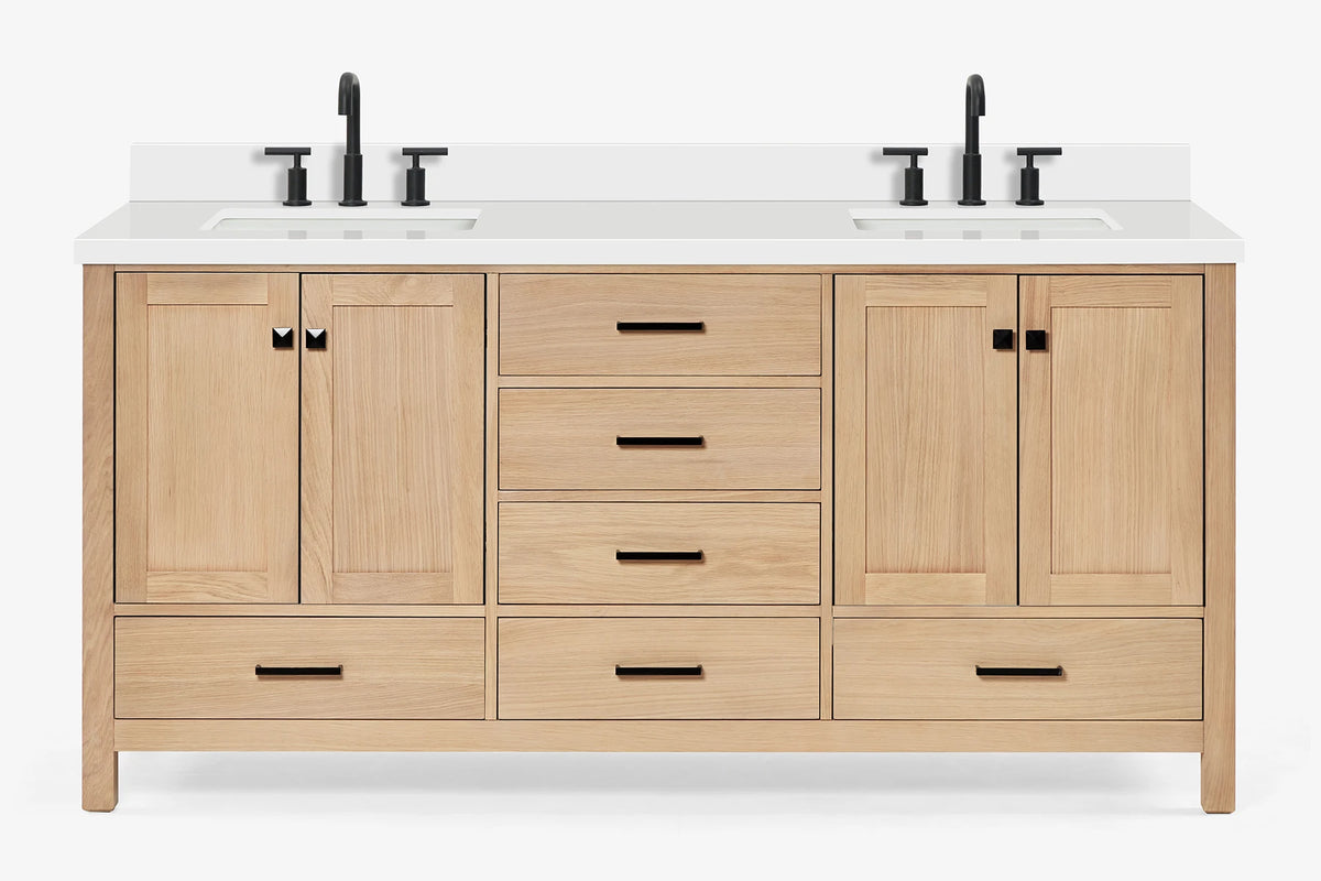 Ariel cambridge 72-73in. bathroom vanity double rectangle sink vanity with (0.75, 1.5, 2)in countertop