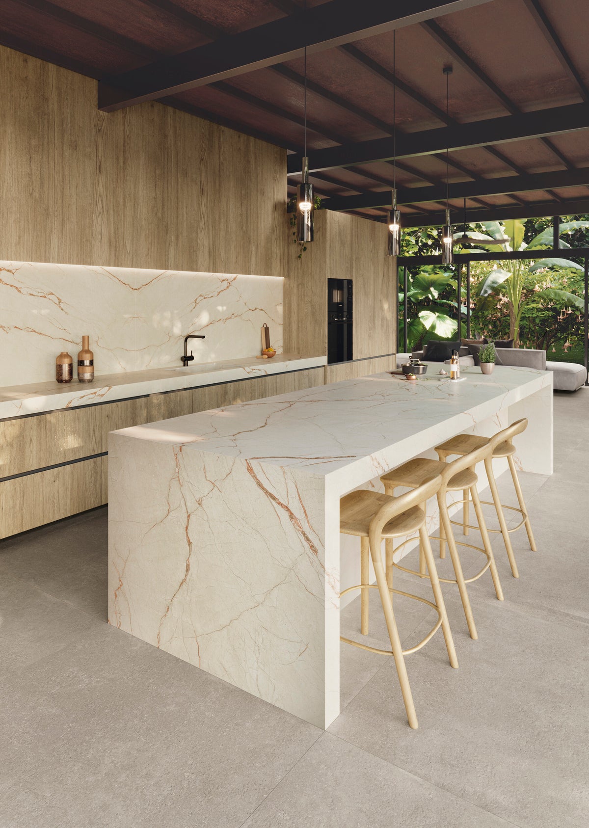 Canela Roma Porcelain Slab kitchen