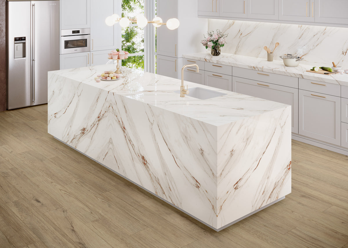 Corinto Blanco Porcelain Slab kitchen