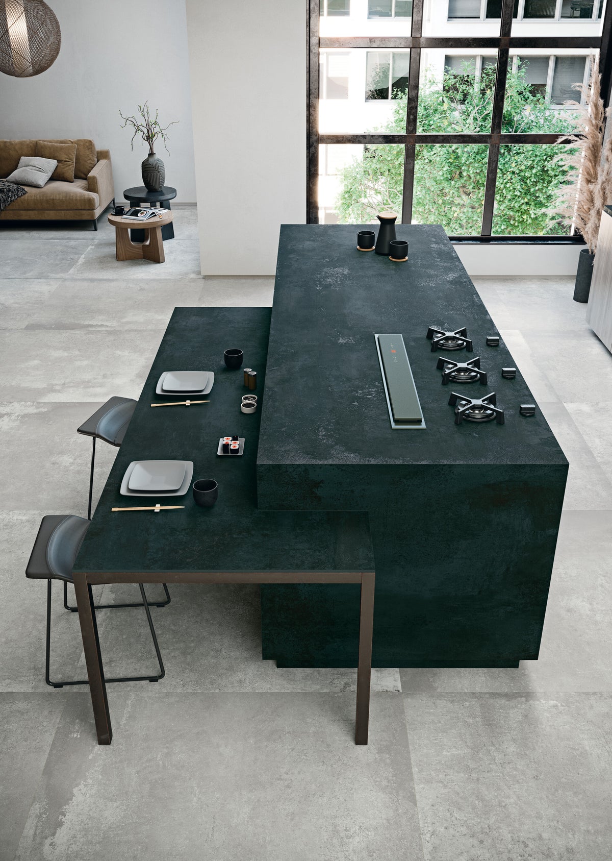Distrito Iron Porcelain Slab kitchen