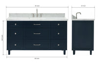 Ariel monroe 61 inch single rectangle sink bathroom vanity with countertop 1.5 inch edge
