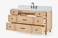Ariel monroe 61 inch single rectangle sink bathroom vanity with countertop 1.5 inch edge