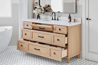 Ariel monroe 61 inch single rectangle sink bathroom vanity with countertop 1.5 inch edge