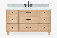Ariel monroe 61 inch single rectangle sink bathroom vanity with countertop 1.5 inch edge