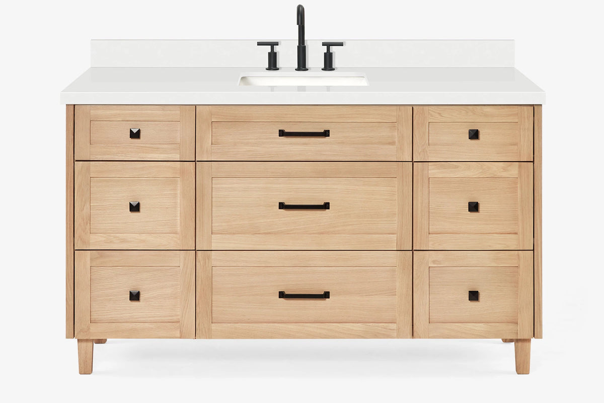 Ariel monroe 61 inch single rectangle sink bathroom vanity with countertop 1.5 inch edge