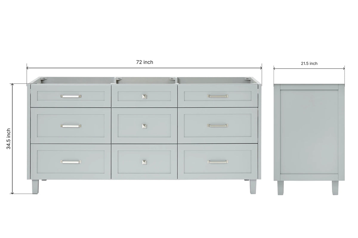 Ariel monroe 72 inch double sink base cabinet