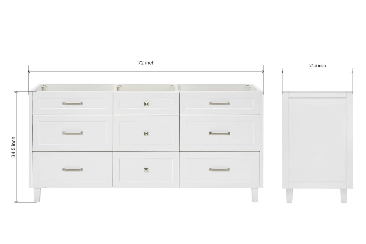 Ariel monroe 72 inch double sink base cabinet
