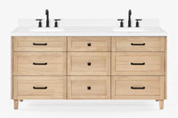 Ariel monroe 73 inch double rectangle sink bathroom vanity with countertop 1.5 inch edge