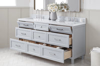 Ariel monroe 73 inch double rectangle sink bathroom vanity with countertop 1.5 inch edge