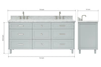 Ariel monroe 73 inch double rectangle sink bathroom vanity with countertop 1.5 inch edge