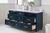 Ariel monroe 73 inch double rectangle sink bathroom vanity with countertop 1.5 inch edge