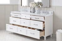 Ariel monroe 73 inch double rectangle sink bathroom vanity with countertop 1.5 inch edge