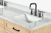 Ariel monroe 73 inch double rectangle sink bathroom vanity with countertop 1.5 inch edge
