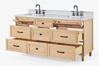 Ariel monroe 73 inch double rectangle sink bathroom vanity with countertop 1.5 inch edge