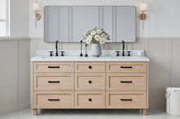 Ariel monroe 73 inch double rectangle sink bathroom vanity with countertop 1.5 inch edge
