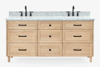 Ariel monroe 73 inch double rectangle sink bathroom vanity with countertop 1.5 inch edge