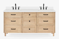 Ariel monroe 73 inch double rectangle sink bathroom vanity with countertop 1.5 inch edge