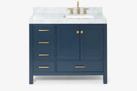 Ariel cambridge (43 inch, 42 inch) right offset single rectangular sink bathroom vanity with marble countertop (0.75 inch, 1.5 inch, 2 inch).