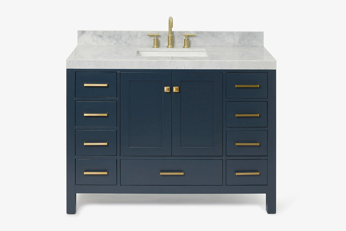 Ariel cambridge( 48"& 49") single rectangle sink  Bathroom vanity with carrara  marble (0.75 in, 1.5 in, 2 in) countertop