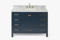 Ariel cambridge( 48"& 49") single rectangle sink  Bathroom vanity with carrara  marble (0.75 in, 1.5 in, 2 in) countertop