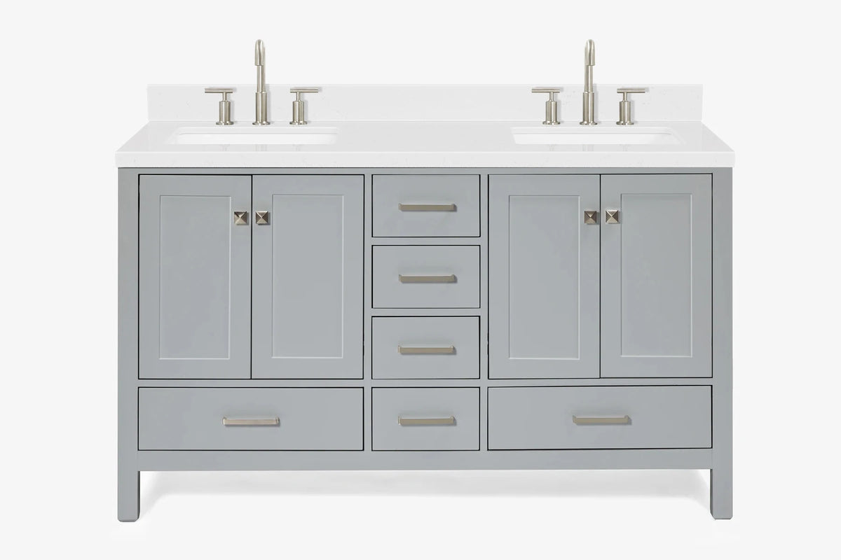 Ariel cambridge( 60 in , 61 in )  double rectangle sink vanity with Marble (0.75 in, 1.5 in, 2 in) countertop