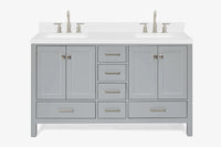 Ariel cambridge( 60 in , 61 in )  double rectangle sink vanity with Marble (0.75 in, 1.5 in, 2 in) countertop