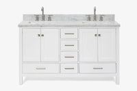 Ariel cambridge( 60 in , 61 in )  double rectangle sink vanity with Marble (0.75 in, 1.5 in, 2 in) countertop