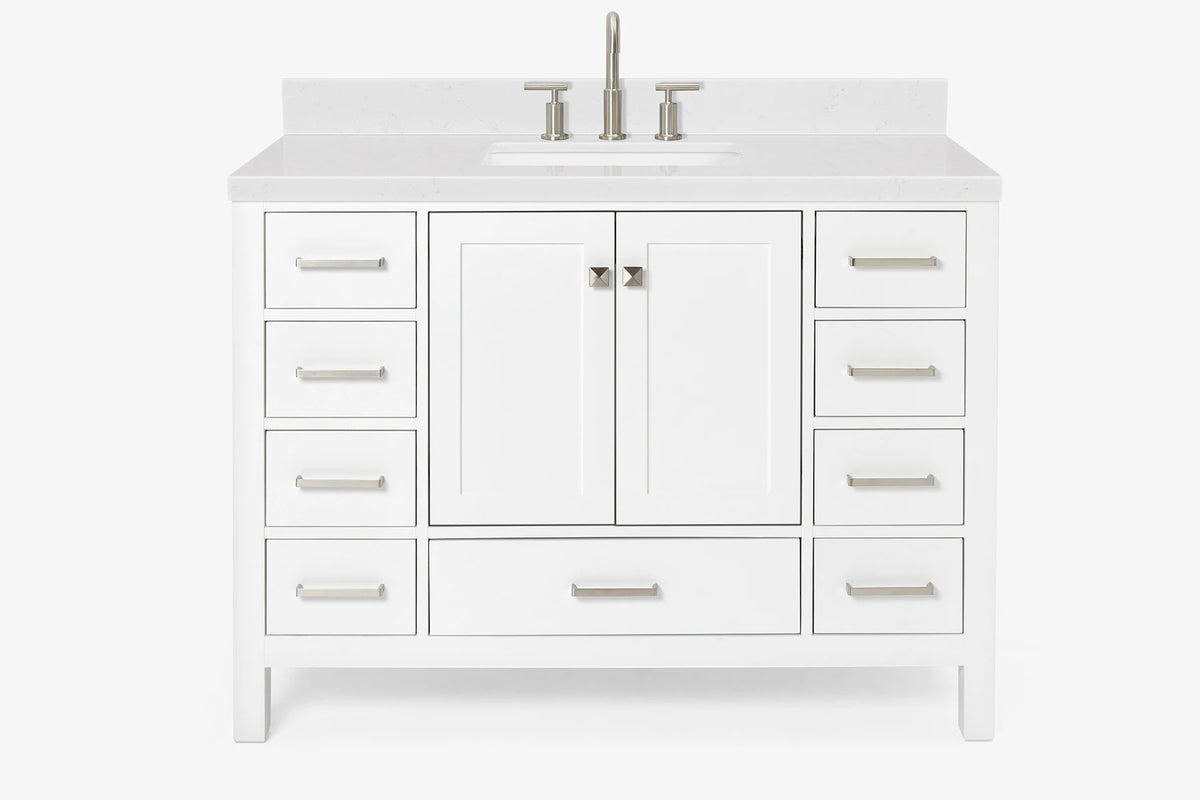 Ariel cambridge( 48"& 49") single rectangle sink  Bathroom vanity with carrara  marble (0.75 in, 1.5 in, 2 in) countertop
