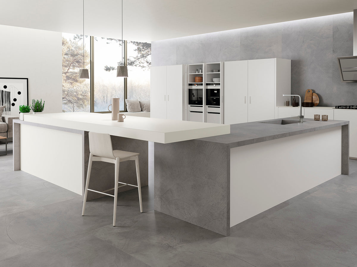 Basic Nieve Porcelain Slab kitchen