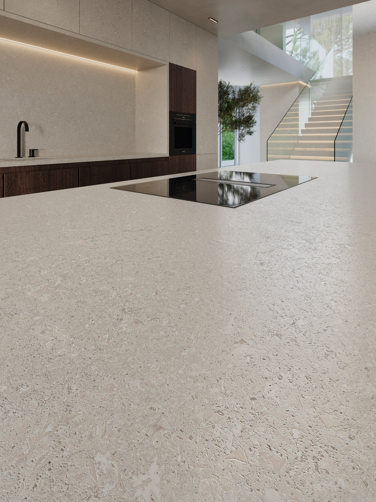 Vicenza Antica Grey Porcelain Slab kitchen
