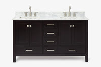Ariel cambridge( 60 in , 61 in )  double rectangle sink vanity with Marble (0.75 in, 1.5 in, 2 in) countertop