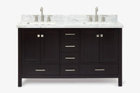 Ariel cambridge( 60 in , 61 in )  double rectangle sink vanity with Marble (0.75 in, 1.5 in, 2 in) countertop