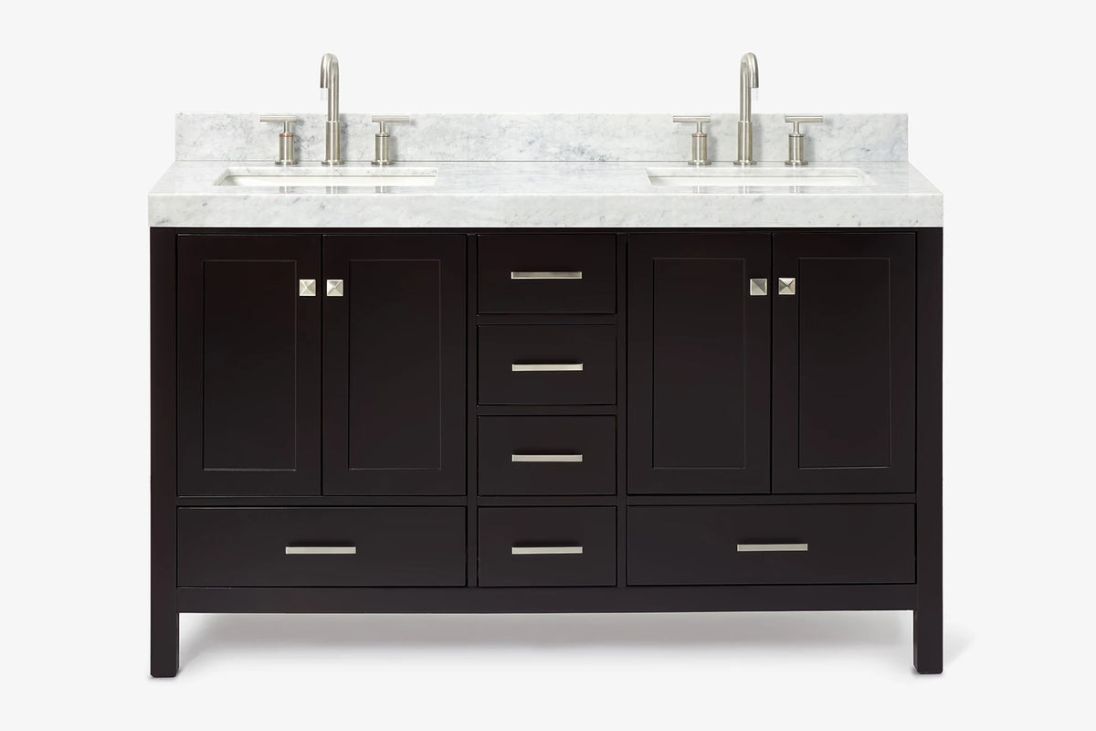 Ariel cambridge( 60 in , 61 in )  double rectangle sink vanity with Marble (0.75 in, 1.5 in, 2 in) countertop