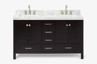 Ariel cambridge( 60 in , 61 in )  double rectangle sink vanity with Marble (0.75 in, 1.5 in, 2 in) countertop