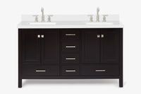 Ariel cambridge( 60 in , 61 in )  double rectangle sink vanity with Marble (0.75 in, 1.5 in, 2 in) countertop