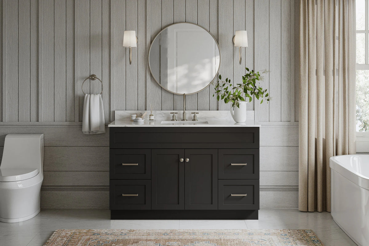 Ariel hamlet (54"& 55") single rectangle sink vanity with (0.75"& 1.5") countertop.