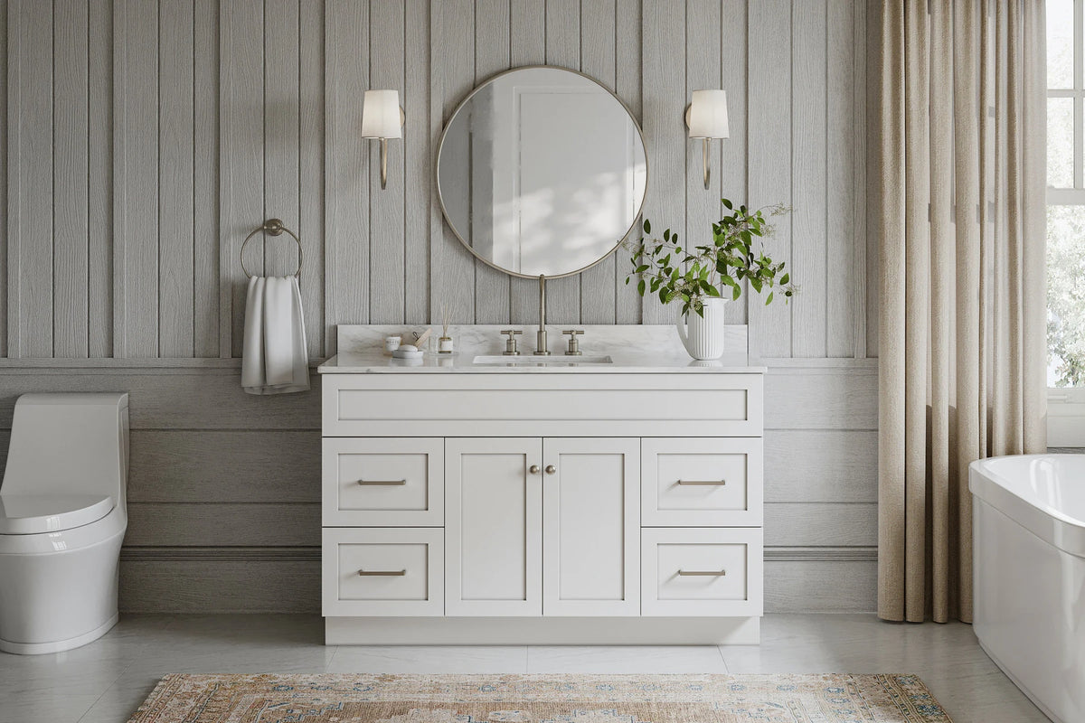 Ariel hamlet (54"& 55") single rectangle sink vanity with (0.75"& 1.5") countertop.