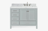 Ariel cambridge (43 inch, 42 inch) right offset single rectangular sink bathroom vanity with marble countertop (0.75 inch, 1.5 inch, 2 inch).