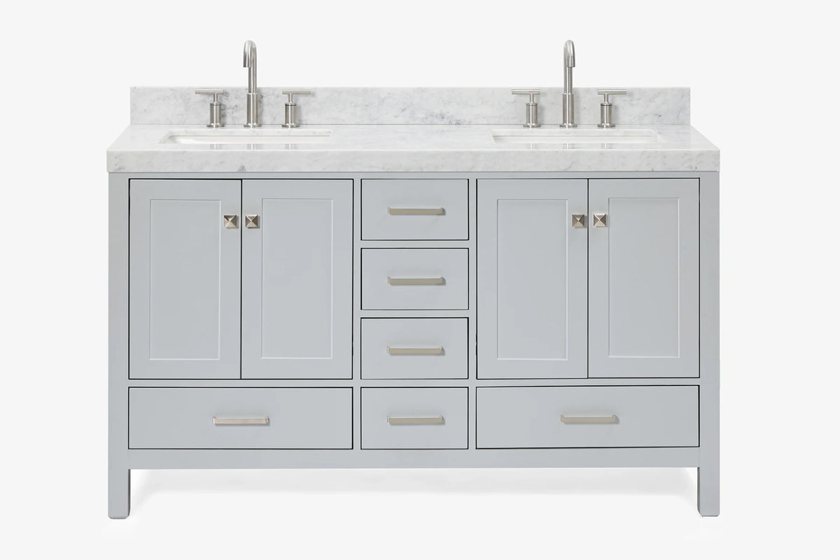 Ariel cambridge( 60 in , 61 in )  double rectangle sink vanity with Marble (0.75 in, 1.5 in, 2 in) countertop