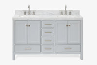 Ariel cambridge( 60 in , 61 in )  double rectangle sink vanity with Marble (0.75 in, 1.5 in, 2 in) countertop