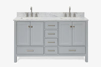 Ariel cambridge( 60 in , 61 in )  double rectangle sink vanity with Marble (0.75 in, 1.5 in, 2 in) countertop