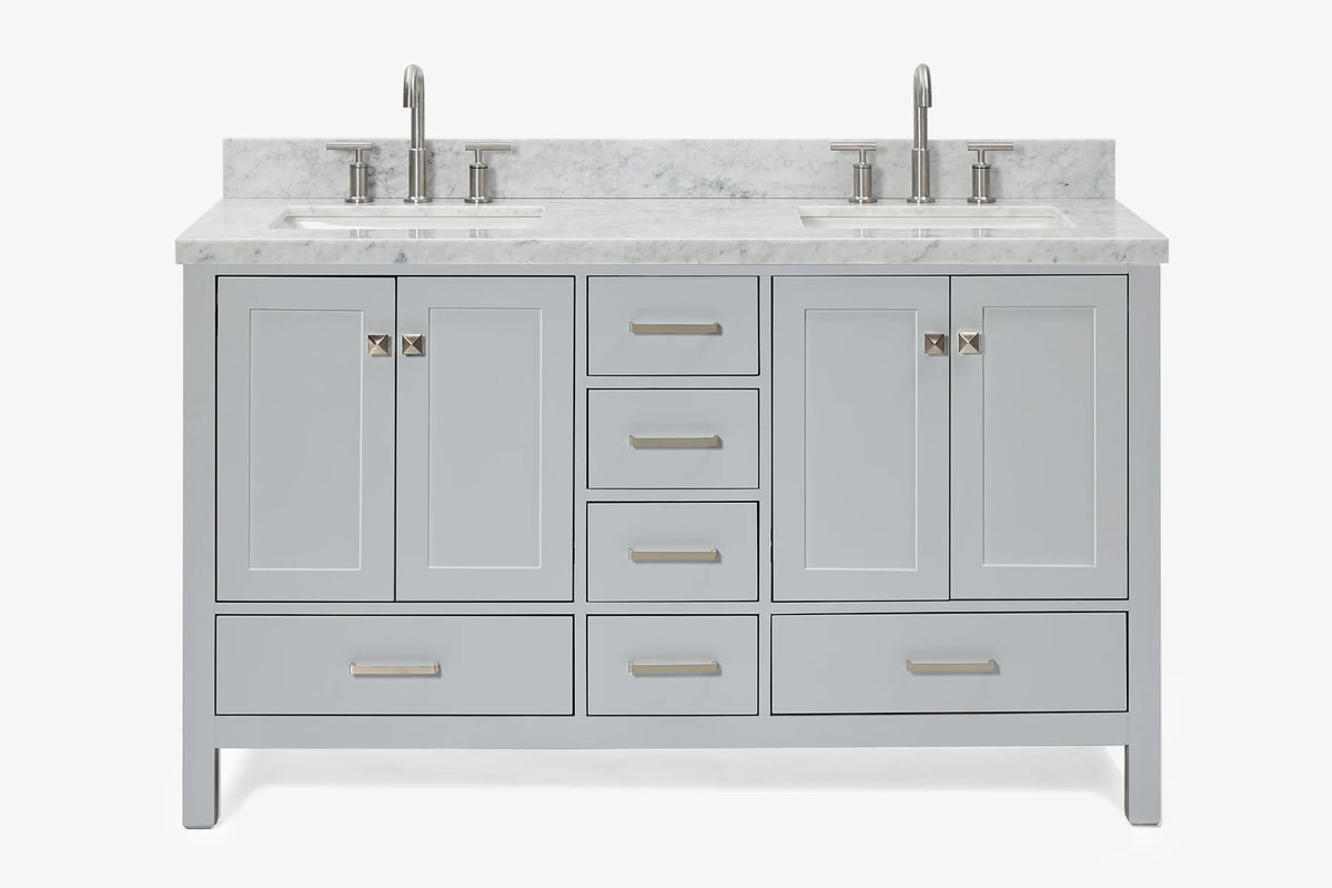 Ariel cambridge( 60 in , 61 in )  double rectangle sink vanity with Marble (0.75 in, 1.5 in, 2 in) countertop