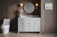 Ariel bristol 49 in. single rectangle sink vanity with 0.75 in. carrara white marble countertop in white