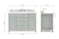 Ariel bristol 49 in. single rectangle sink vanity with 0.75 in. carrara white marble countertop in white