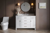 Ariel bristol 49 in. single rectangle sink vanity with 0.75 in. carrara white marble countertop in white