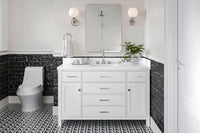 Ariel bristol 55 in. single rectangle sink vanity with white quartz countertop in white