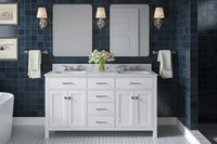 Ariel bristol 61 in. double rectangle sink vanity with 0.75 in. carrara white marble countertop in grey